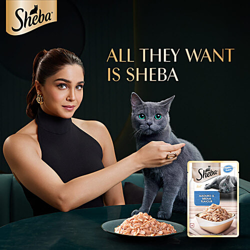 Sheba Rich Premium Adult (1+ Years) Wet Cat Food, Maguro & Bream Flavour, 35g, High-Moisture Wet Cat Food, 35 g  Tasty Flakes, No Artificial Colours or Preservatives