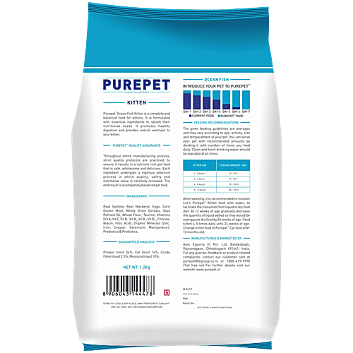 Purepet Purepet Ocean Fish Kitten Cat Dry Food, 1-12 Months, 1.2 kg  Complete Nutrition