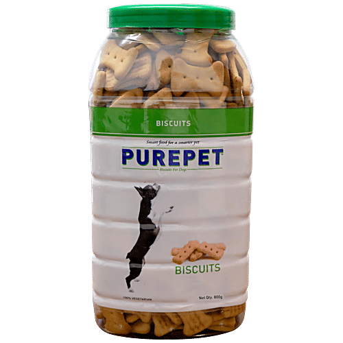 Purepet 100% Vegetarian Biscuits For Dogs, Treats, 800 g Jar Complete & Balanced Nutrition, No Added Colors or Flavors, Dog Treats