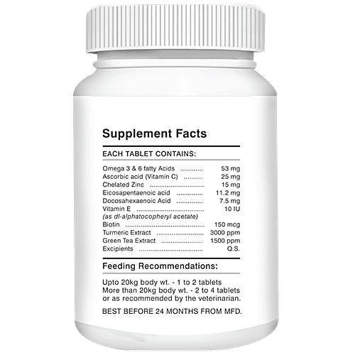 Drools Absolute Skin + Coat Chewable Tablets - For Pets, -, 110 pcs  For Healthier, Shinier Skin & Coat