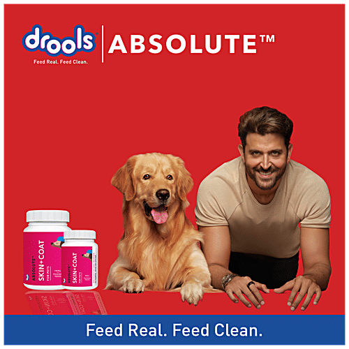 Drools Absolute Skin + Coat Chewable Tablets - For Pets, -, 110 pcs  For Healthier, Shinier Skin & Coat