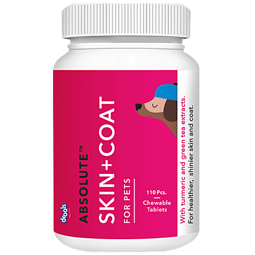 Drools Absolute Skin + Coat Chewable Tablets - For Pets, -, 110 pcs  For Healthier, Shinier Skin & Coat