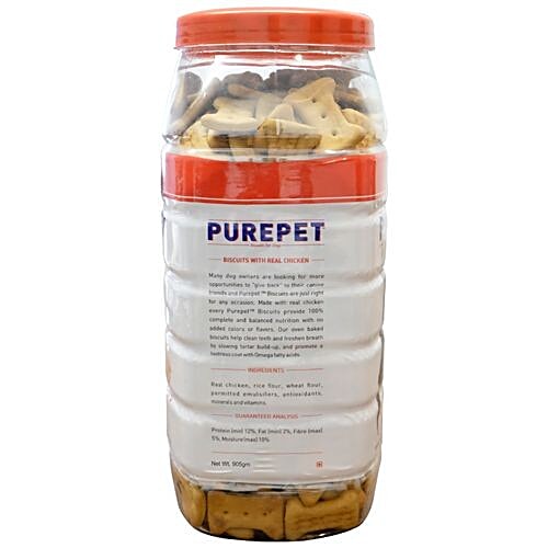 Purepet Chicken Flavour, Real Chicken Biscuit,Dog Treats, 905 g Jar 