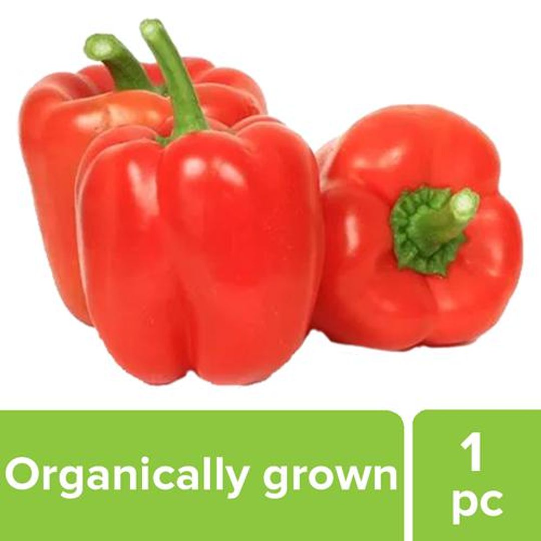 Fresho Capsicum - Red, Organically Grown (Loose), 1 pc 