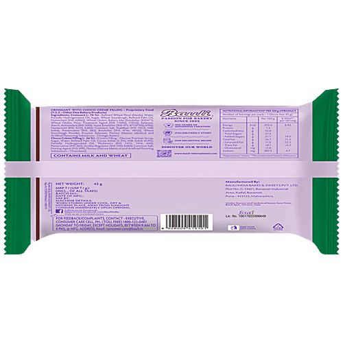 Bauli Moonfils Croissant - Choco Creme, Veg, 45 g  Centre Filled Croissant, Italian Recipe, Soft & Delicious