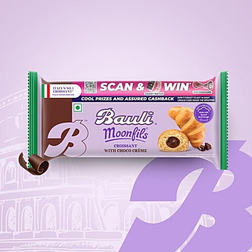 Bauli Moonfils Croissant - Choco Creme, Veg, 45 g  Centre Filled Croissant, Italian Recipe, Soft & Delicious