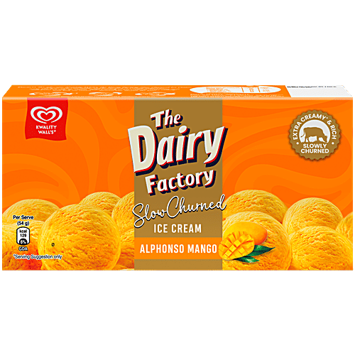 Kwality Wall's The Dairy Factory Alphonso Mango Ice Cream, 700 ml Party Pack 