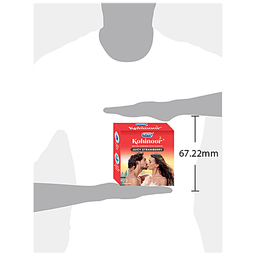 Durex Kohinoor Condoms - Juicy Strawberry, 3 pcs Coloured & Lubricated