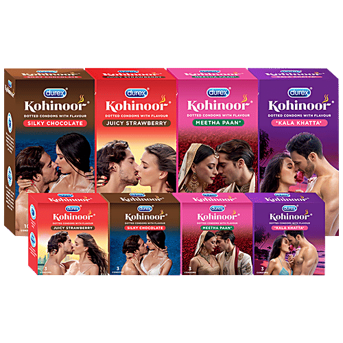 Durex Kohinoor Condoms - Juicy Strawberry, 3 pcs Coloured & Lubricated
