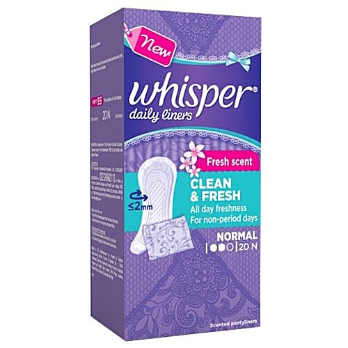 Buy Whisper Daily Liners Clean & Fresh 20s Pack Online at Best Price. of Rs 150 bigbasket