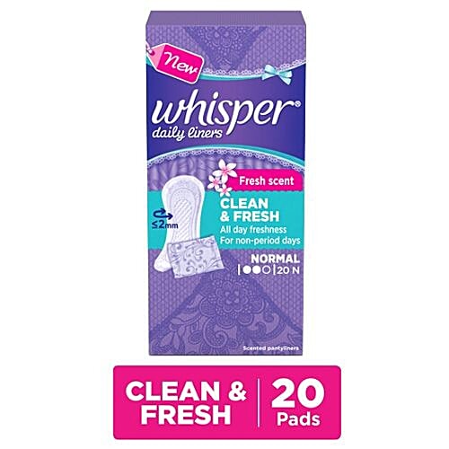 Whisper  Daily Liners - Clean & Fresh, 20s pack  