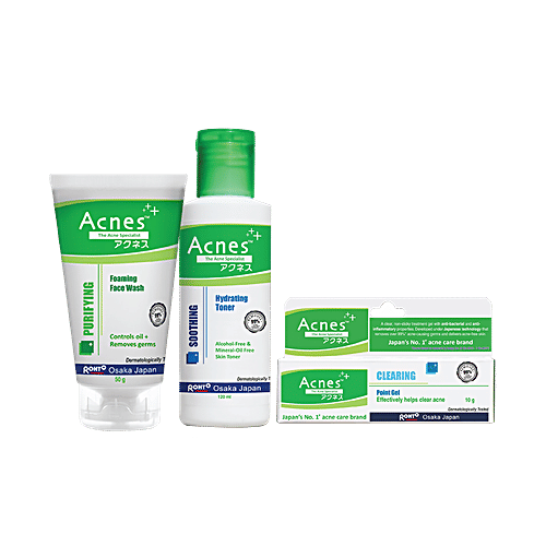 Acnes Treatment Kit - Froming Face Wash, Toner & Point Gel, 180 g  