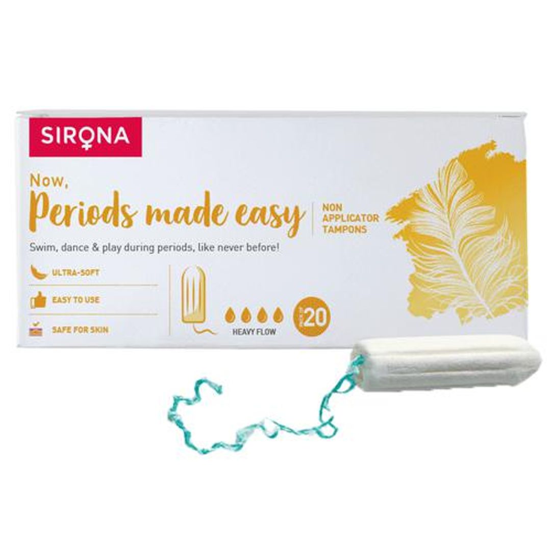 SIRONA Period Made Easy Tampons - 20 Piece | For Heavy Flow | Biodegradable Tampons | FDA Approved, 20 pcs 