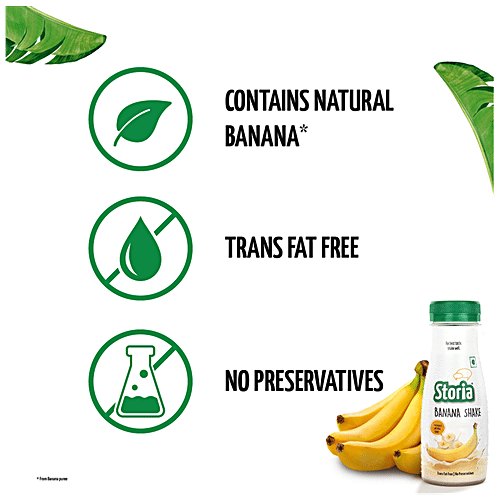 Storia Banana Shake, No Added Preservatives, Trans Fat Free, 180 ml PET Bottle