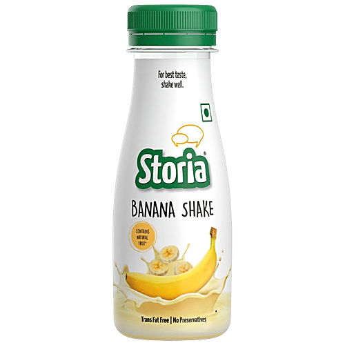 Storia Banana Shake, No Added Preservatives, Trans Fat Free, 180 ml PET Bottle