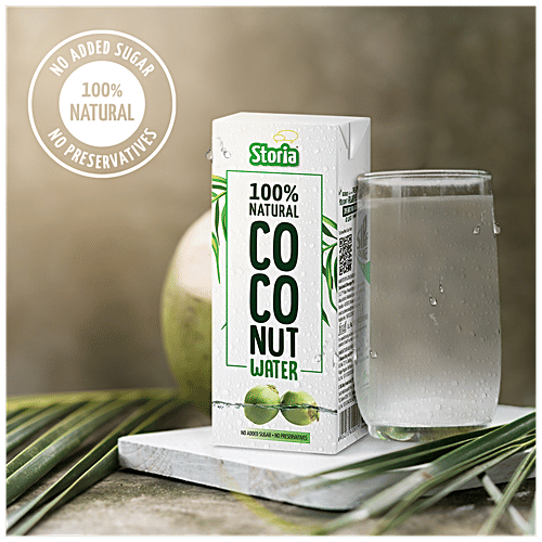 Storia Natural Tender Coconut Water - No Added Sugar, 200 ml Tetra Pak No Preservatives, No Added Flavour