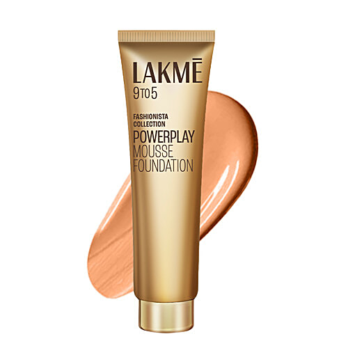 Lakme 9To5 Fashionista Collection Powerplay Mousse Foundation, 25 g Rose Ivory Lightweight Foundation, Lasts Throughout the Day