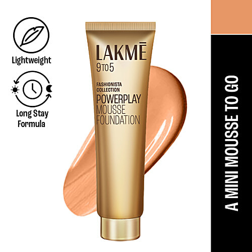 Lakme 9To5 Fashionista Collection Powerplay Mousse Foundation, 25 g Rose Ivory Lightweight Foundation, Lasts Throughout the Day