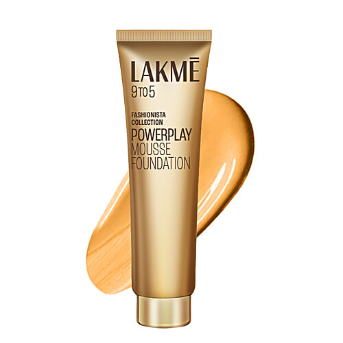 Lakme 9To5 Fashionista Collection Powerplay Mousse Foundation, 25 g Beige Vanilla Lightweight Foundation, Lasts Throughout the Day