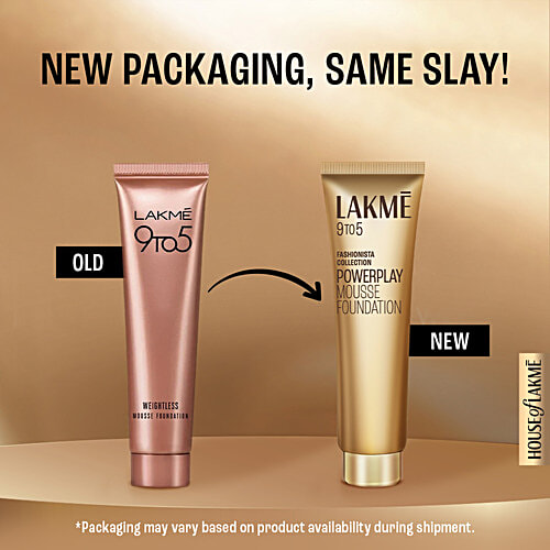 Lakme 9To5 Fashionista Collection Powerplay Mousse Foundation, 25 g Beige Vanilla Lightweight Foundation, Lasts Throughout the Day