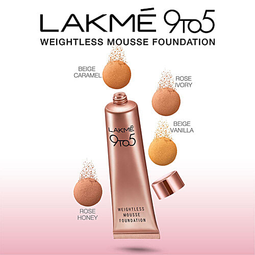 Lakme 9To5 Fashionista Collection Powerplay Mousse Foundation, 25 g Beige Vanilla Lightweight Foundation, Lasts Throughout the Day