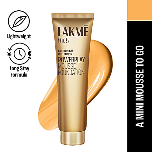 Lakme 9To5 Fashionista Collection Powerplay Mousse Foundation, 25 g Beige Vanilla Lightweight Foundation, Lasts Throughout the Day