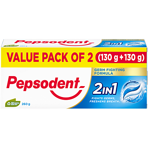 Pepsodent Toothpaste - Cavity Protection, 2-In-1, 130 g (Pack of 2) 