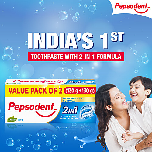 Pepsodent Toothpaste - Cavity Protection, 2-In-1, 130 g (Pack of 2) 