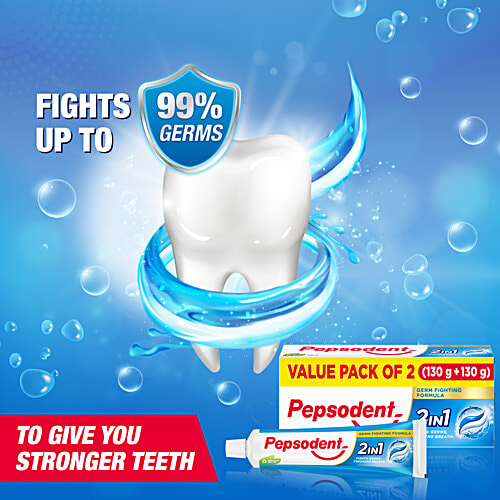 Pepsodent Toothpaste - Cavity Protection, 2-In-1, 130 g (Pack of 2) 