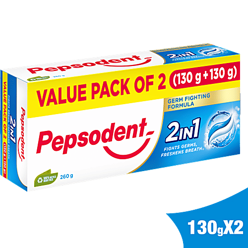 Pepsodent Toothpaste - Cavity Protection, 2-In-1, 130 g (Pack of 2) 
