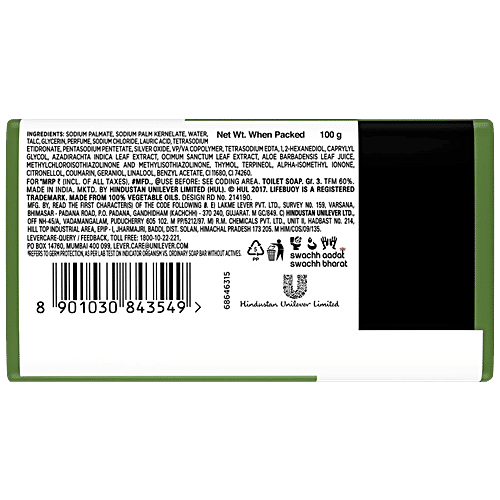 Lifebuoy Neem & Aloe Vera Soap Bar, 100% Better Skin Protection, 100 g  100% Better Skin Protection