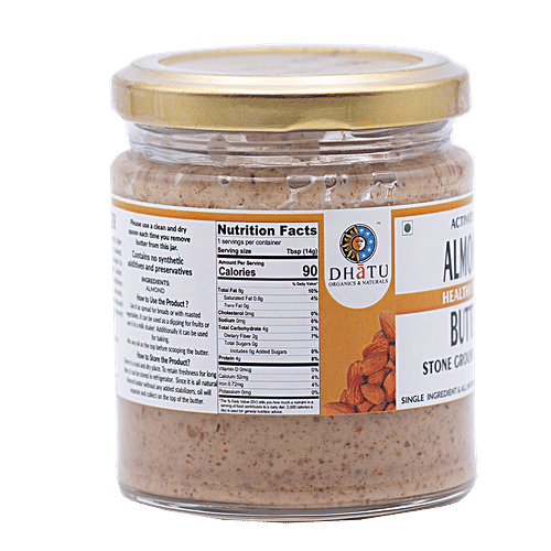 Dhatu Organics & Naturals Almond Butter - Creamy, Stone Ground, 150 g  