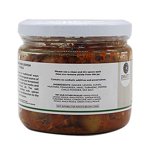 Buy Dhatu Organics Naturals Pickle Lemon Ginger Oil Free 250 Gm Online