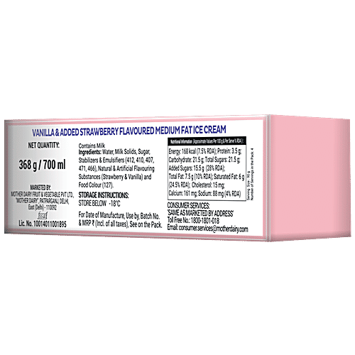 Mother Dairy Vanilla & Strawberry Ice Cream - Two In One, 700 ml Buy 1 Get 1 Free 