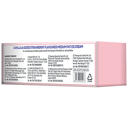 Mother Dairy Vanilla & Strawberry Ice Cream - Two In One, 700 ml Buy 1 Get 1 Free 