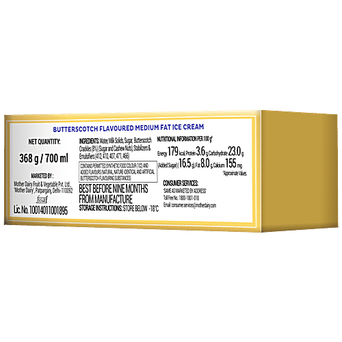 Mother Dairy Vanilla + Butterscotch Ice Cream, 700 ml Buy 1 Get 1 Free 