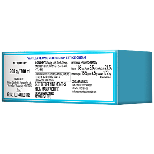 Mother Dairy Vanilla Ice Cream, 700 ml Buy 1 Get 1 Free 