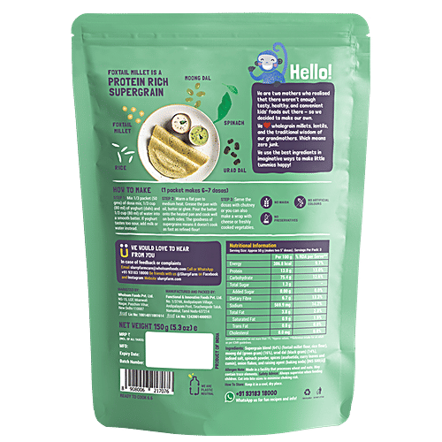 Slurrp Farm Millet Spinach Dosa Mix, 150 g No Preservatives, Protein Rich