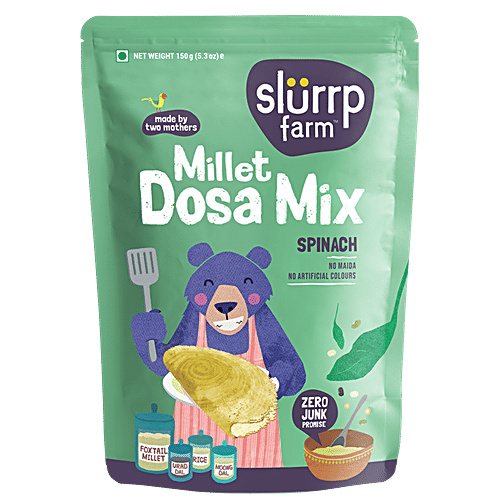 Slurrp Farm Millet Spinach Dosa Mix, 150 g No Preservatives, Protein Rich