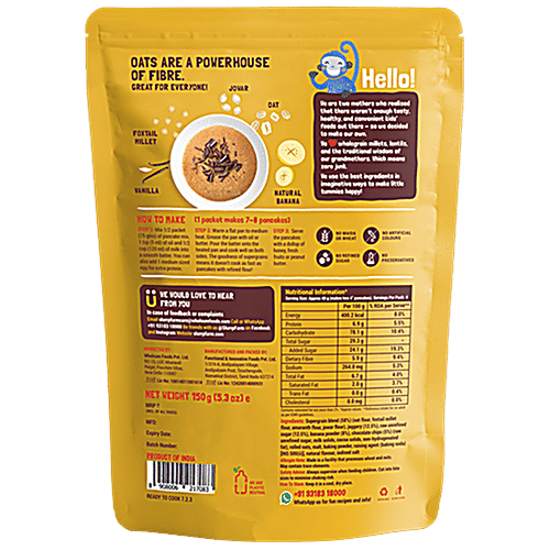 Slurrp Farm Banana Choco-Chip Millet Pancake Mix, 150 g  