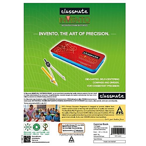 Classmate Single Line With Interleaf 172 Pages Soft Bound King Size Notebook, 1 pc Whiter, Brighter Pages
Durable Binding