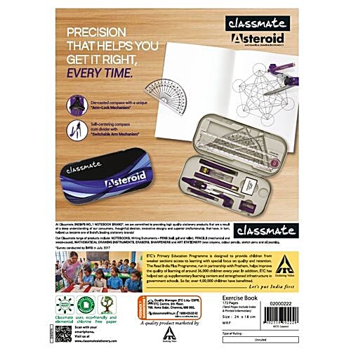 Classmate King Size Notebook - 172 Pages, 24 cm x 18 cm, Unruled, 1 pc Precision Crafted
Durable Design