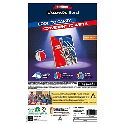 Classmate Long Notebook - 172 Pages, 27.2 cm x 16.7 cm, Unruled, 1 pc  Classmate
 Healthy Living
 Swimming