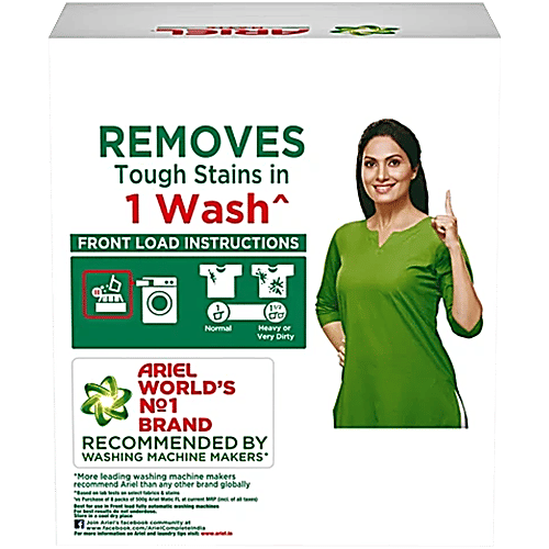 Ariel Matic Detergent Powder Front Load - For Washing Machines, 4 kg (Get 3 kg+1 kg Free) Remove Tough Stains, Oxi Stain Fighters