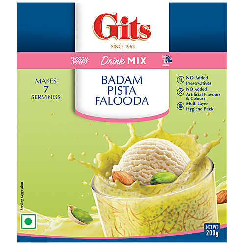 Gits Falooda Ready Mix - Badam & Pista, 200 g  No Added Artificial Flavours, No Added Artificial Colours