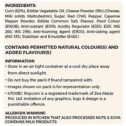 4700BC Gourmet Popcorn - Sriracha Lime Cheese, 35 g  Non-GMO, Gluten Free