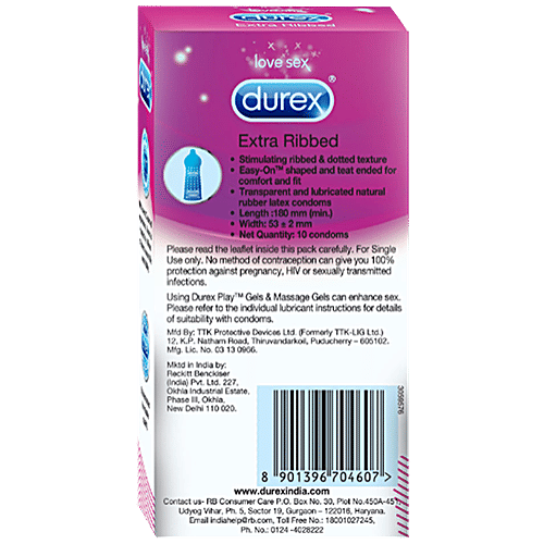 Durex Condoms - Extra Ribbed, 10 pcs  