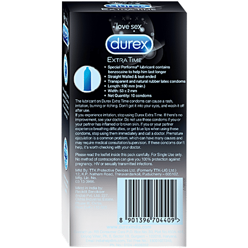 Durex Extra Time Condom, 10 pcs  Special Performa Lubricant