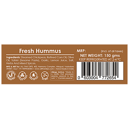 All That Dips All Natural Hummus - Fresh Hummus, 150 g  