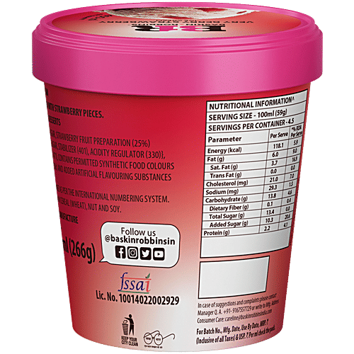 Baskin Robbins Premium Ice Cream - Very Berry Strawberry, Made with Cow Milk, 450 ml  
